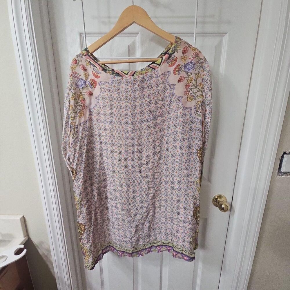 Johnny Was Floral Print Silk Tunic Top Size 2X - Picture 5 of 5